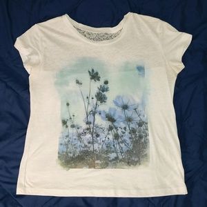 Express Blue Flowers Floral Rhinestone Lace Back